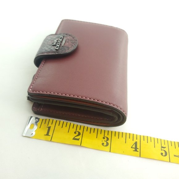 Coach Womens Brown Colorblock Leather Snakeskin Medium Corner Zip Around Wallet - Picture 4 of 12